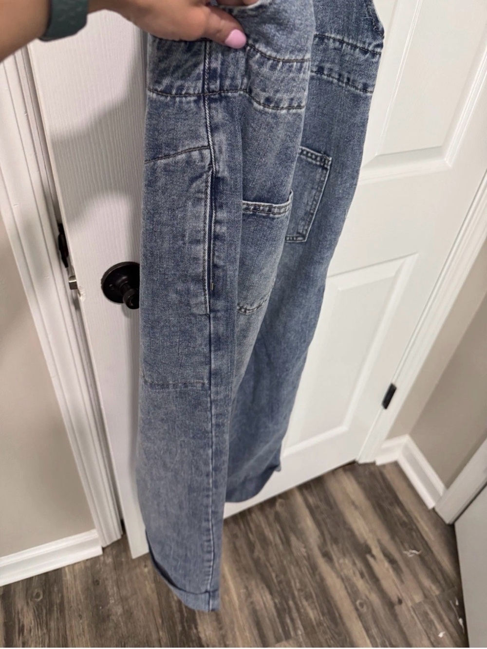EMERY ROSE Blue Denim Wide-Leg Overalls for Women - Picture 7 of 9